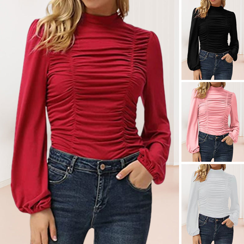 Turtleneck Ruched T-Shirt
