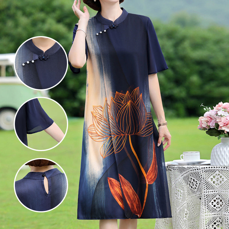 Retro Printing Temperament Chiffon Skirt