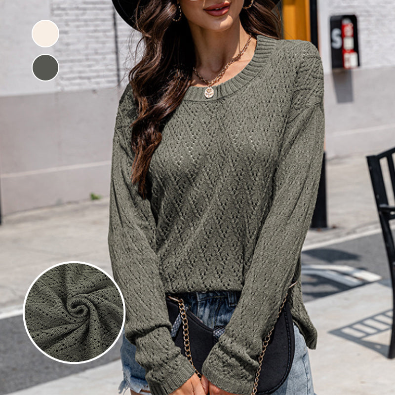 Crew Neck Cutout Sweater