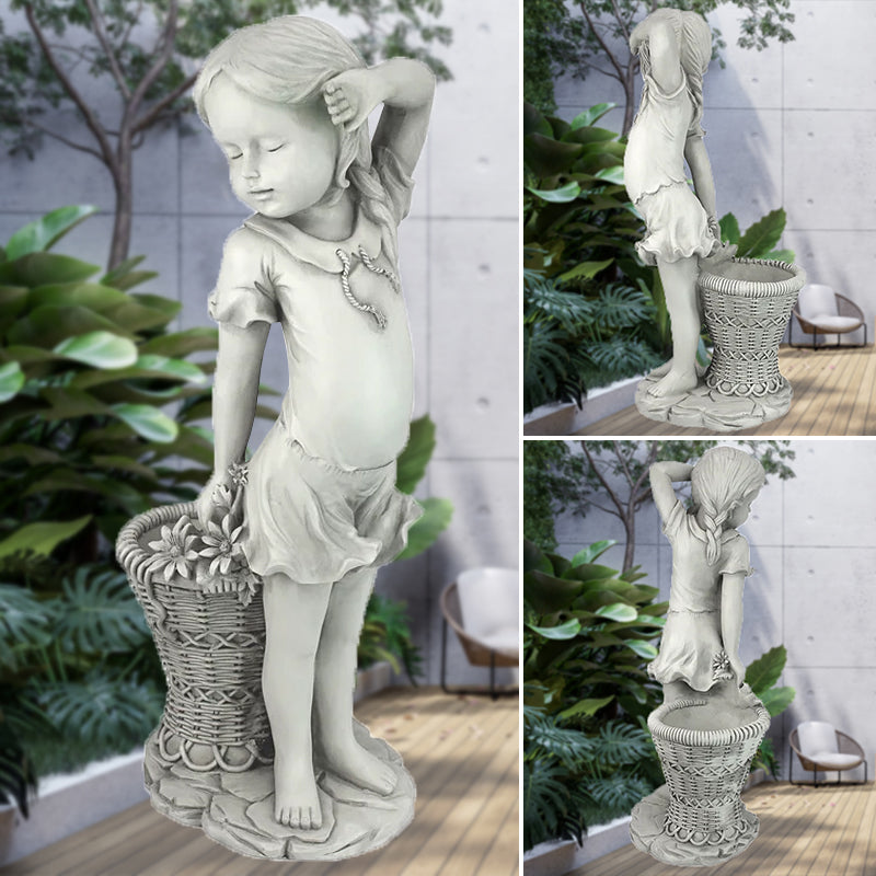 Little Girl Jacquard Blue Outdoor Garden Decoration