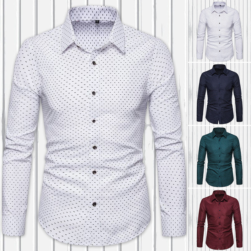 Men's Slim Floral Long Sleeve Shirt