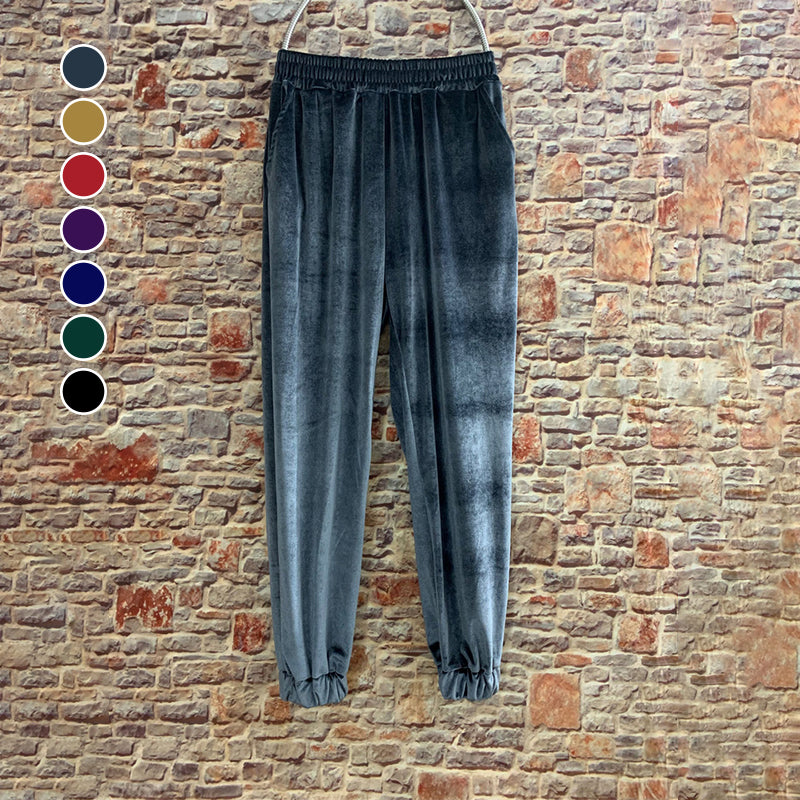 Gold Velvet Straight-leg Pants