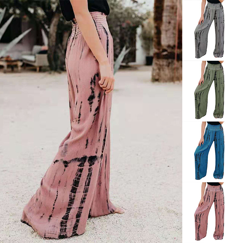 Elasticated High Waist Pocket Wide Leg Pants