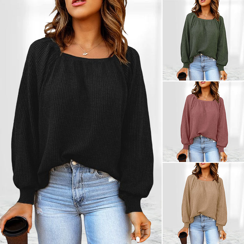 Square Neck Puff Sleeve Sweater