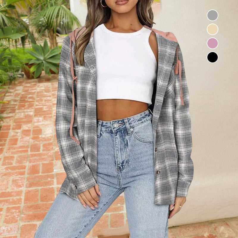 Hooded Buttoned Casual Shirt Jacket