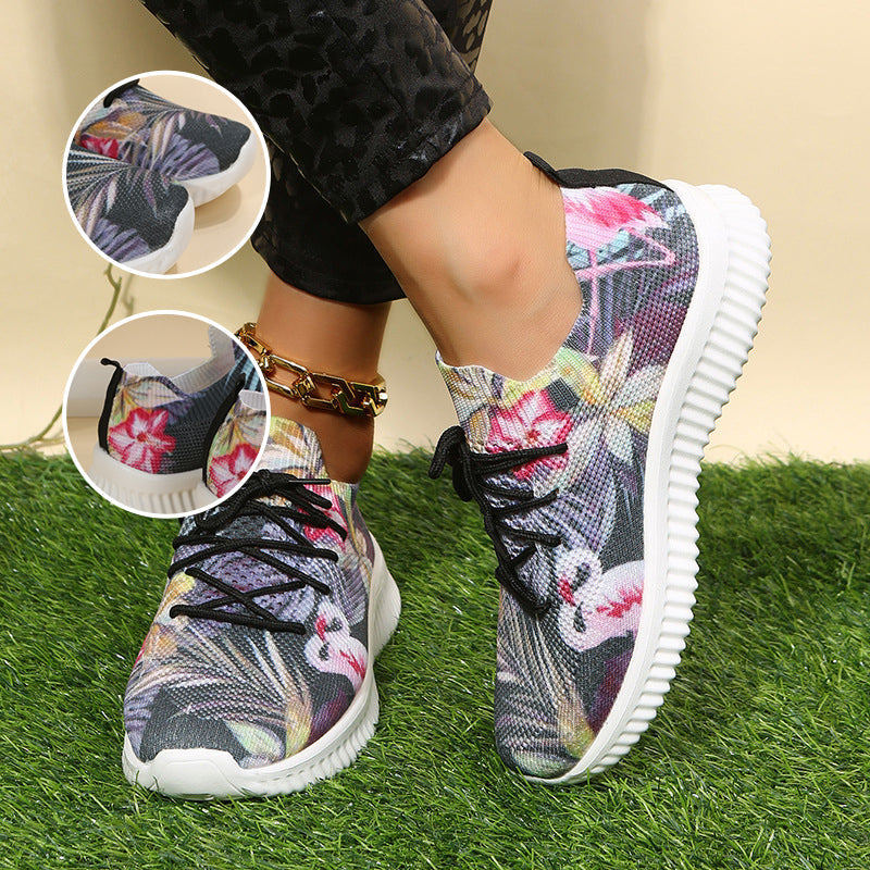 Printed Lace-Up Sneakers