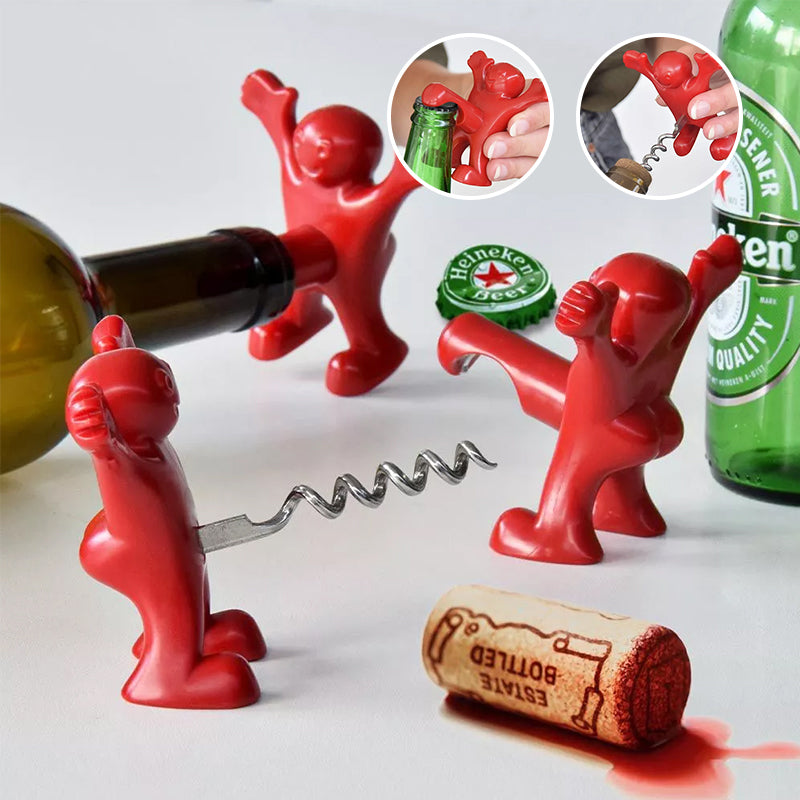 Happy Man Corkscrew - Bottle Opener, & Wine Stopper