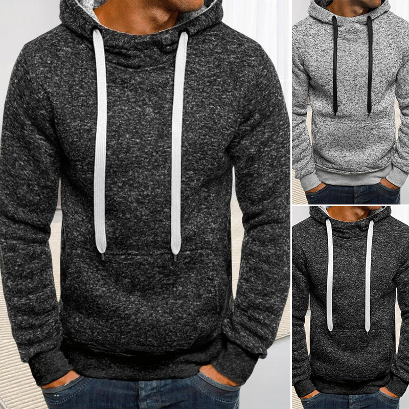 Men's Fleece Hooded Pullover Slim Sweater