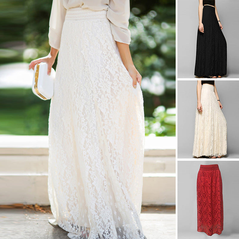Slim High Waist Lace Skirt