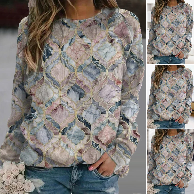 Geometric Print Long Sleeve Sweatshirt
