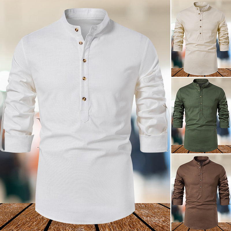 Linen Long Sleeve Cotton Slim Fit Shirt