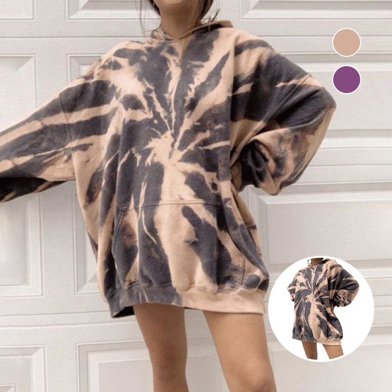 Women's Tie Dye Hooded Loose Sweatshirt
