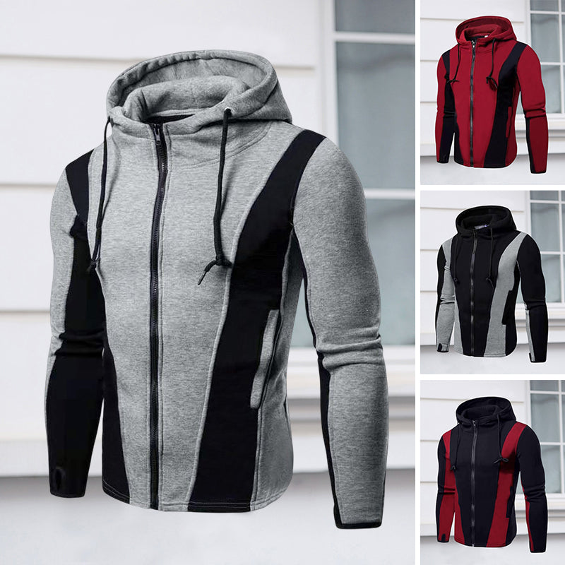 Mens Fleece Jackets Contrast Hoodies