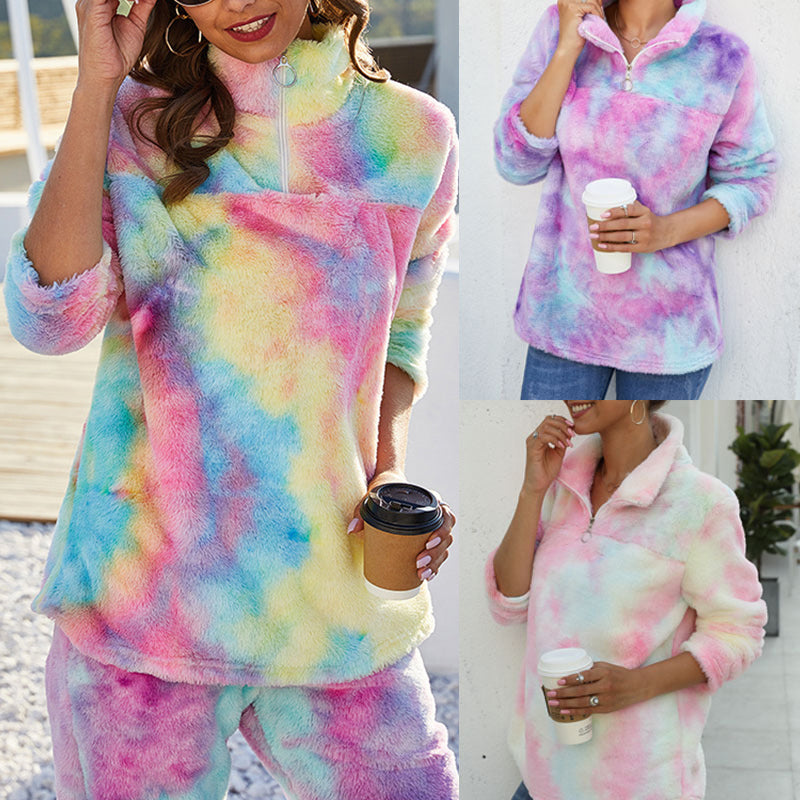 Rainbow Gradient Plush Jacket