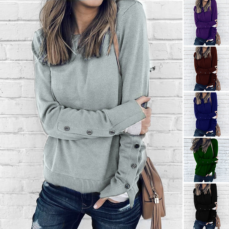 Buttoned Sleeve Sweatshirt