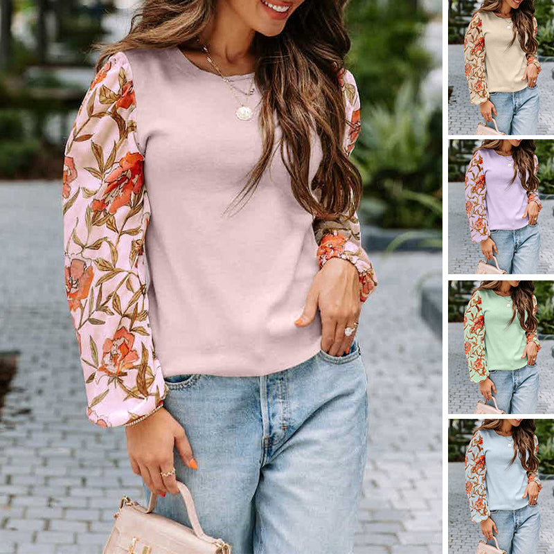 Printed Lantern Long Sleeve Sweater