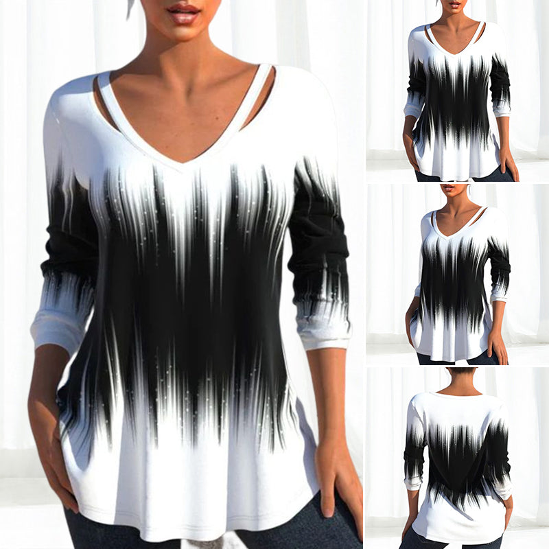 Long Sleeve Top With Ombre Print