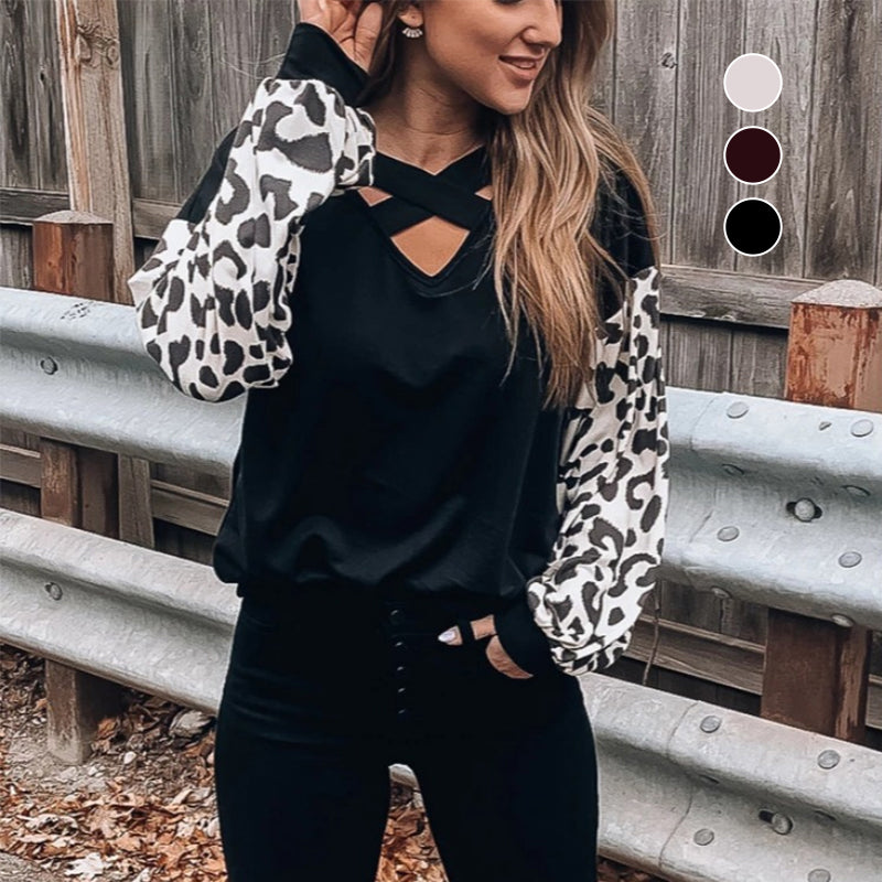 CROSSED LEOPARD PRINT T-SHIRT