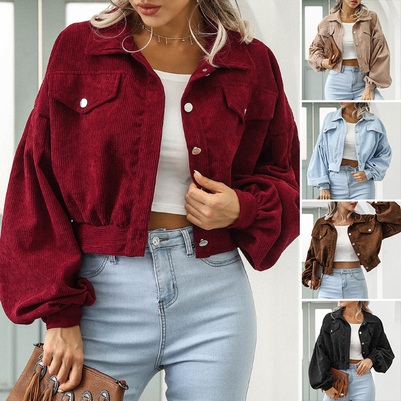 Corduroy Jacket with Lantern Sleeves