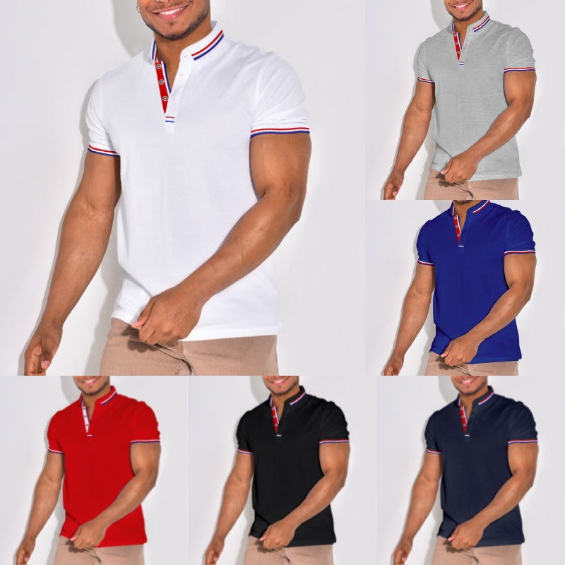 Lapel Collar Solid Color POLO Shirt