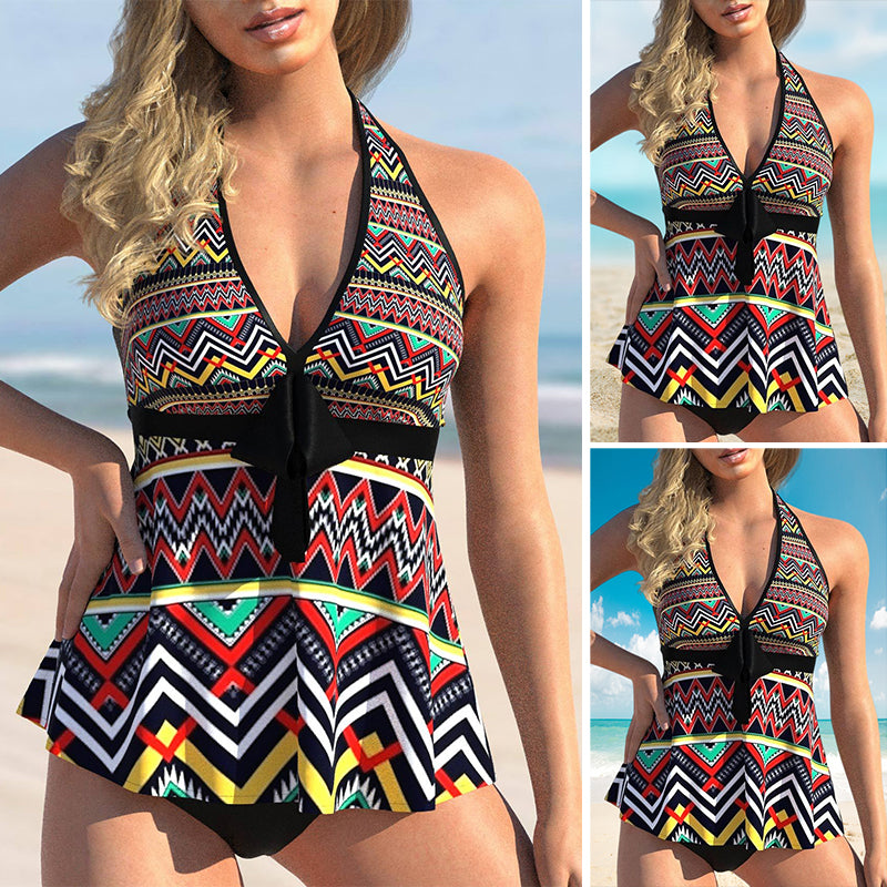 Printed Conservative Tankini Swimsuit