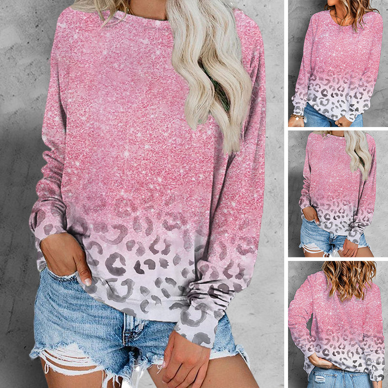 Ombre Cheetah Print Long Sleeve Top