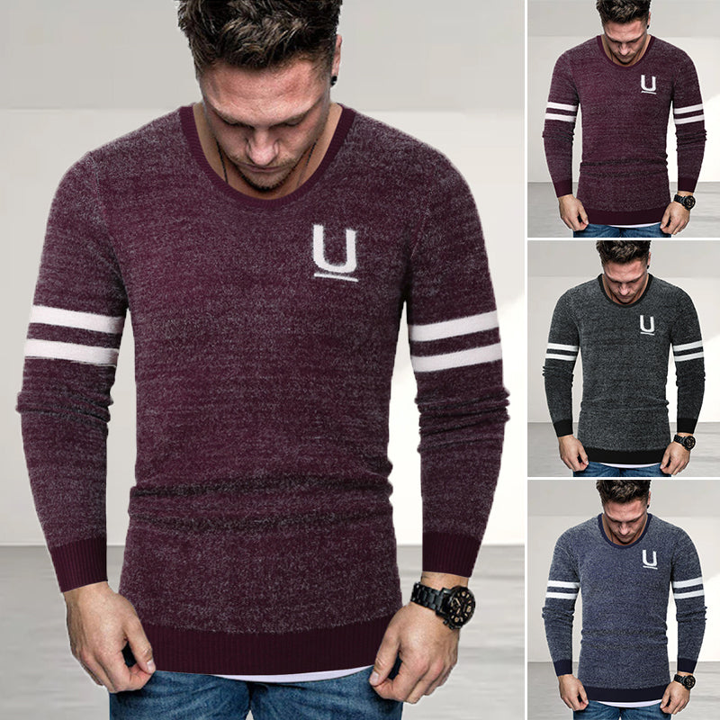 Men's Striped Letter Sweater