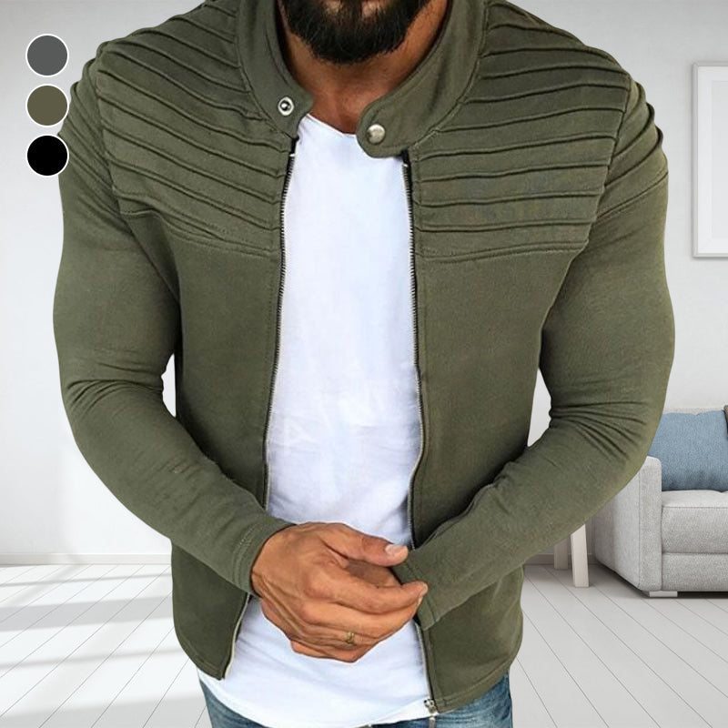 Stylish Single-colored Pleated Jacket