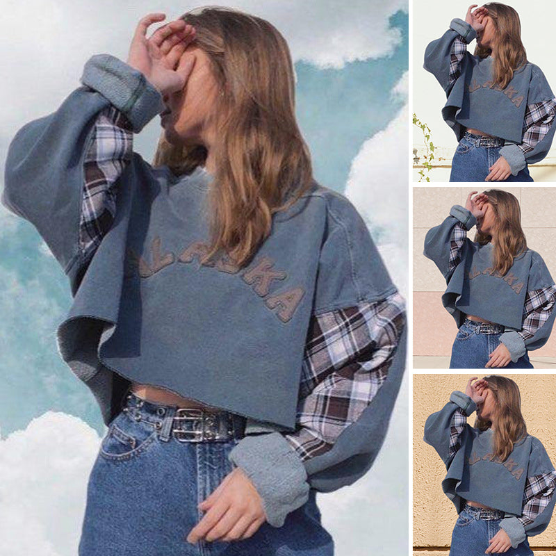 Fleece Pullover Round Neck Short Loose Women's Sweatshirt