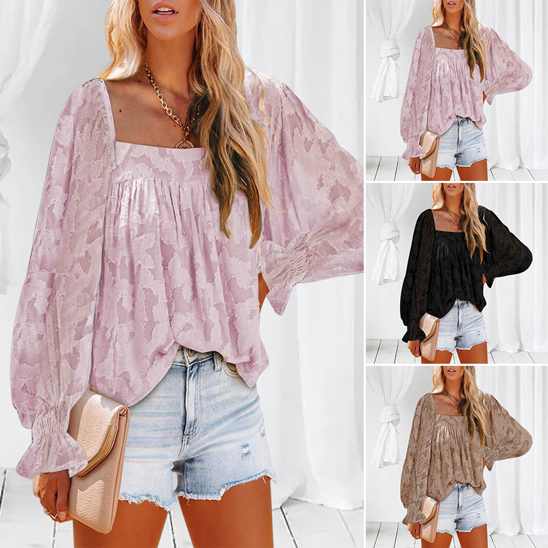 Womens Long Sleeve Tops Square Neck
