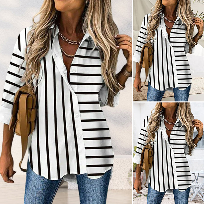 Striped Print Casual Blouse