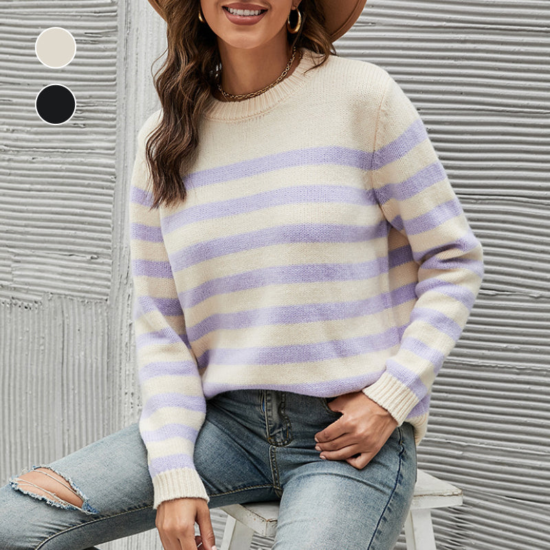 Striped Crewneck Pullover Sweater