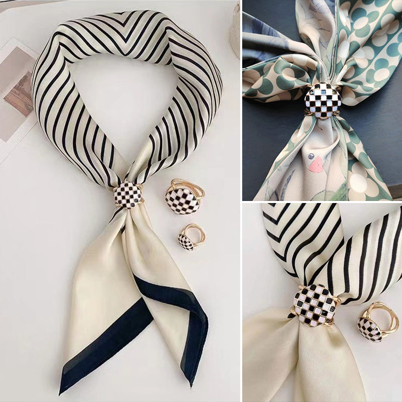 Women's Elegant Pearl Floral Scarf Ring Clip