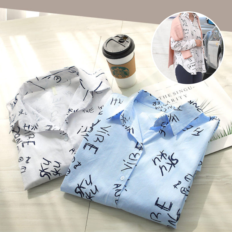 Long Sleeve Blouse With Letter Print