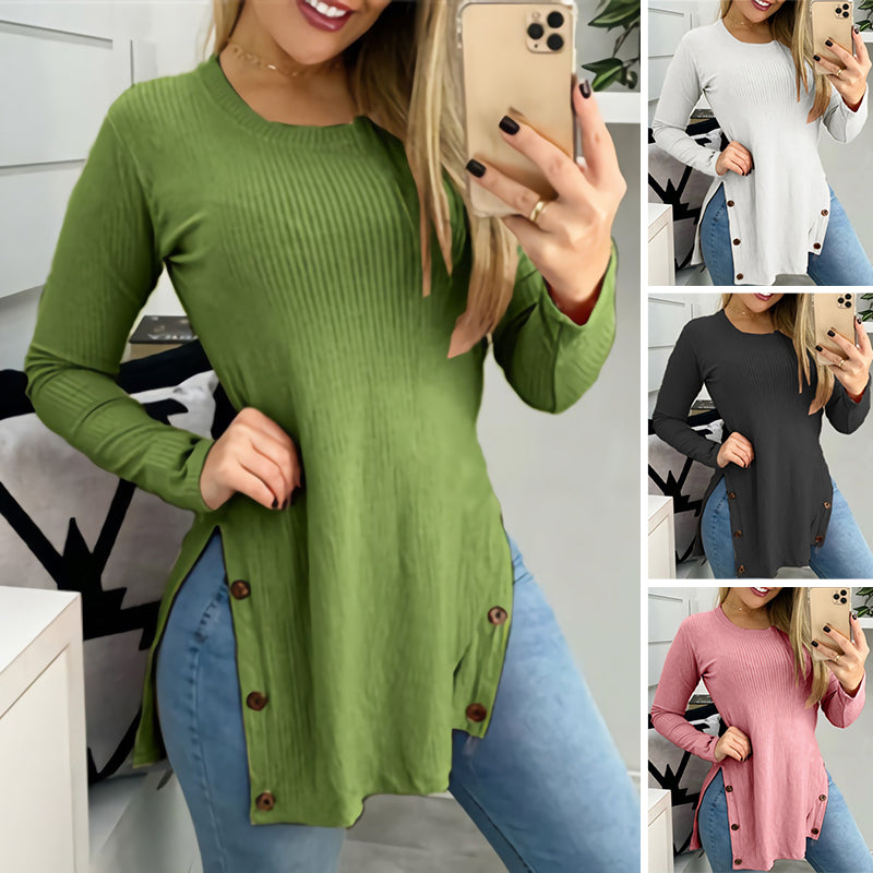 Long Sleeve Crewneck Pullover Tops