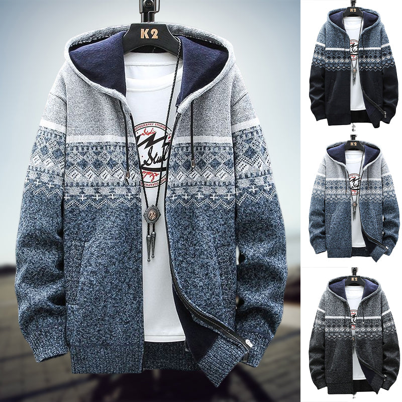 Hooded Cardigan Knitted Sweater