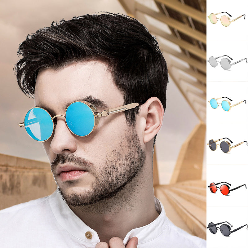 Sunglasses Steampunk Round Lens Metal Frame Unisex Glasses