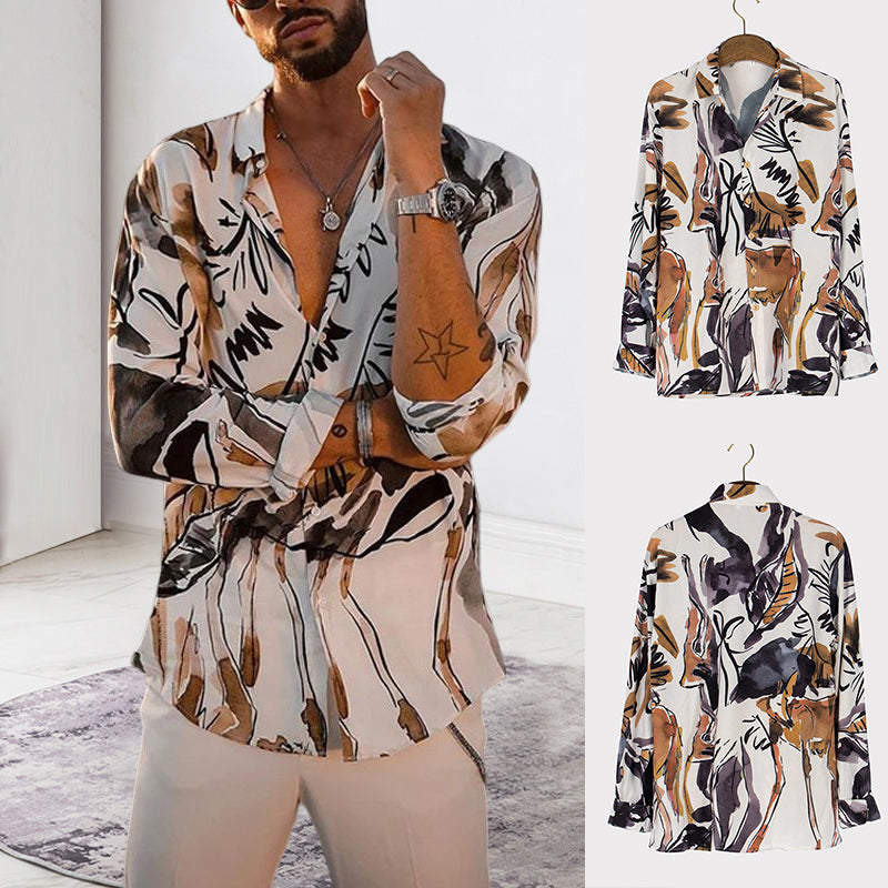 Business Print Long Sleeve Shirt
