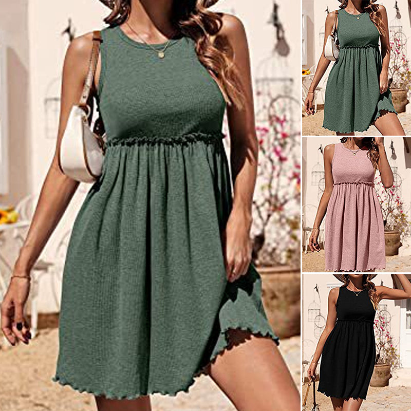 Knit High Waist Pleated Tank Dress