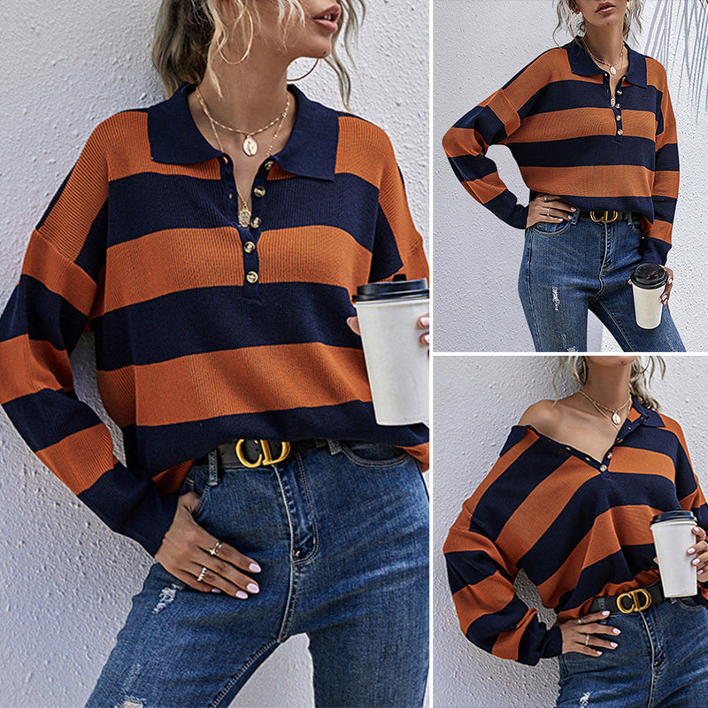 Women's Autumn Vintage Striped Long Sleeve T-Shirt