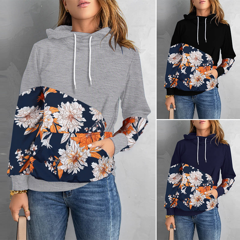 High Neck Fashion Hooded Long Sleeve Sweatshirt