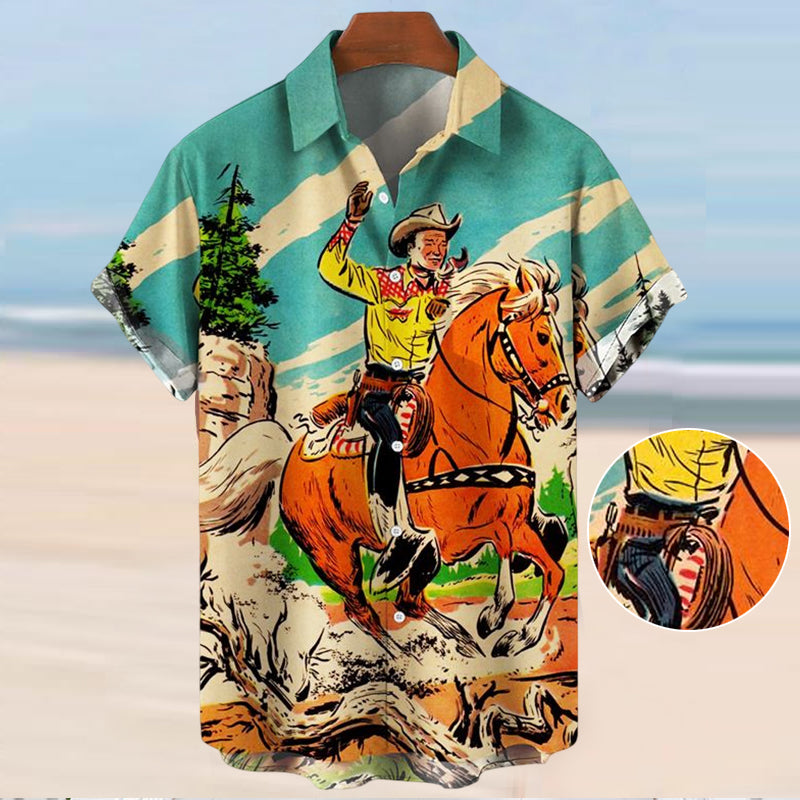 Men's Retro Print Shirt