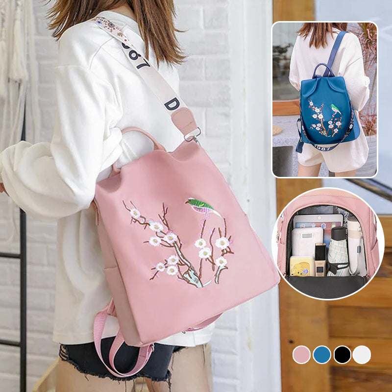 Embroidered Anti-theft Backpack