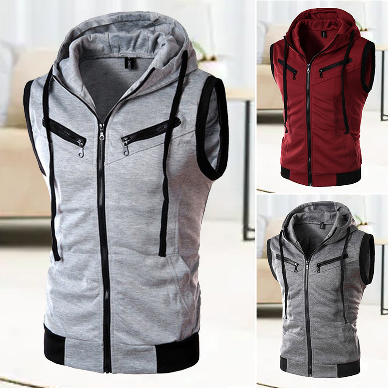 Men's Sleeveless Slim Fit Hoodie Vest