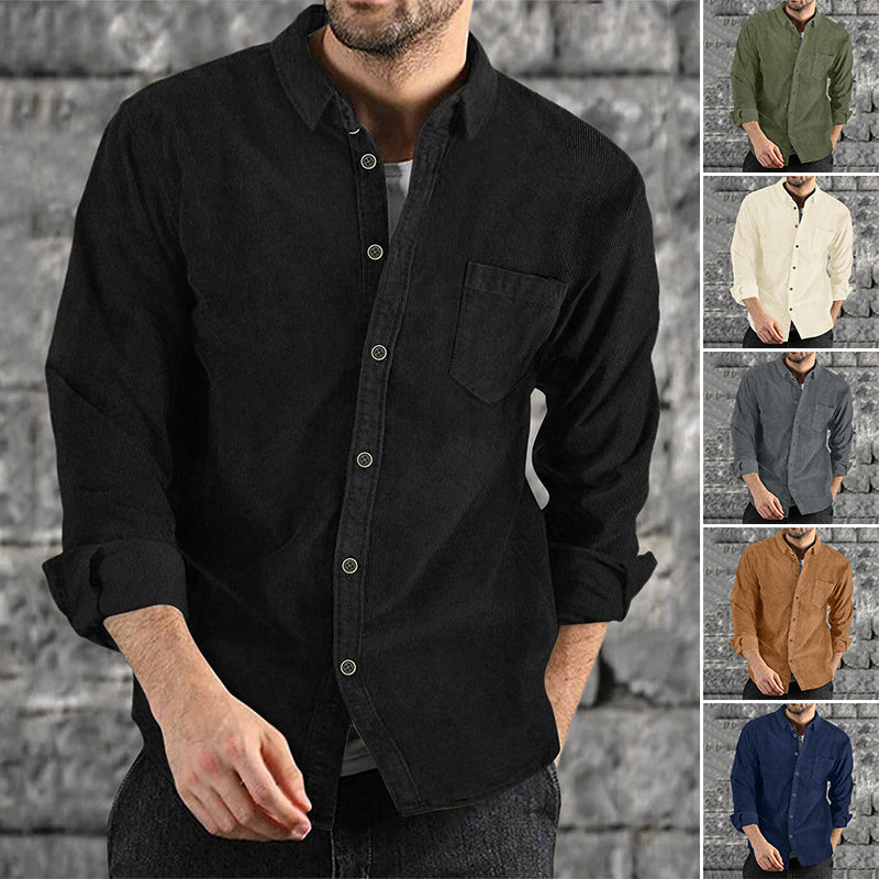 Men's Long Sleeve Casual Vintage Pocket Shirt