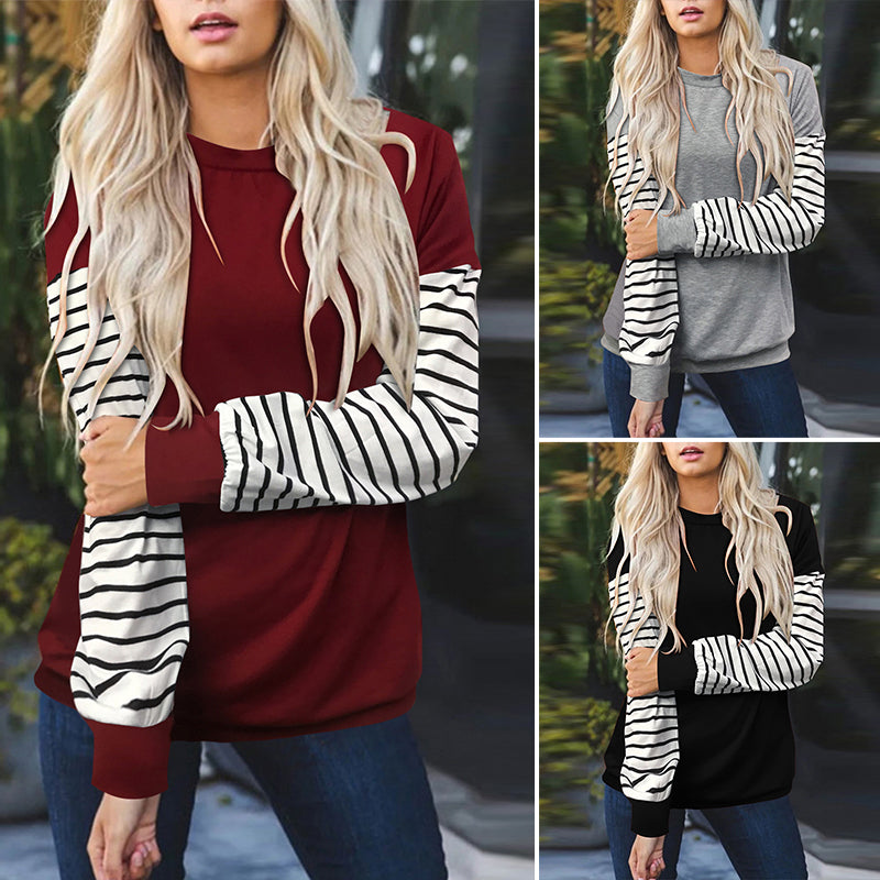Solid Color Round Neck Long Sleeve T-Shirt