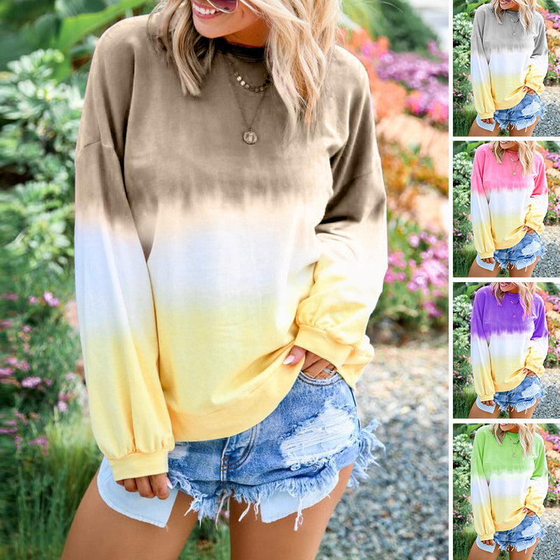 Rainbow Gradient Print Long Sleeve Sweatshirt