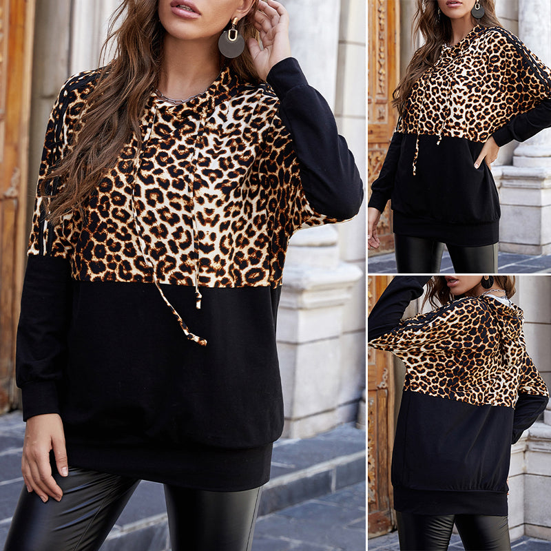 Leopard-print Paneled Sweatshirt