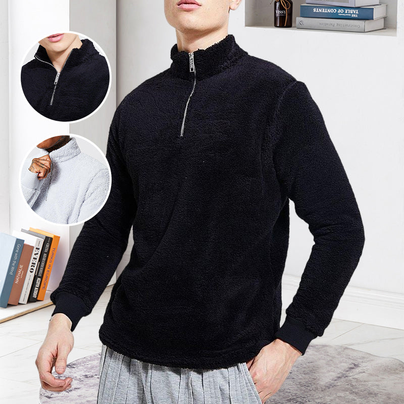 Mens Fuzzy Sherpa Pullover Long Sleeve Sweatshirts