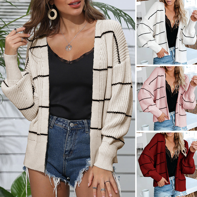 Striped Knit Cardigan Jacket